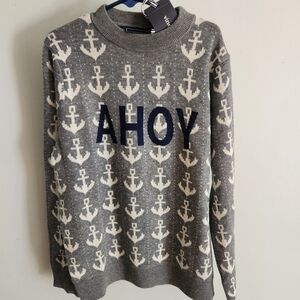 Vineyard Vines Gray Anchor Crewneck Sweater AHOY